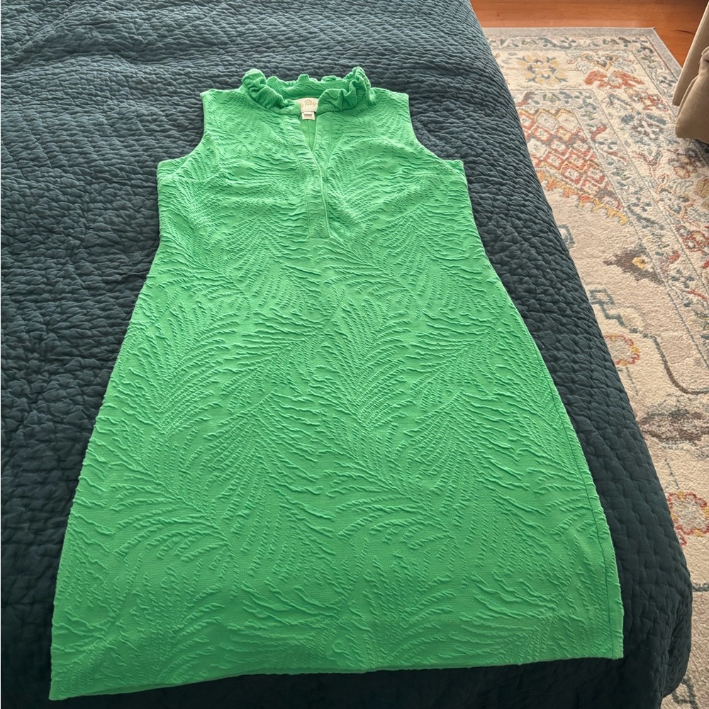 Lilly Pulitzer Green Textured Ruffle-Neck Dress - Picture 3 of 4